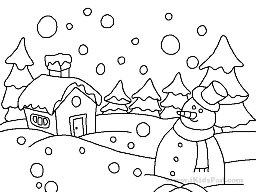Snow Scene Coloring Page Lessons Worksheets and Activities