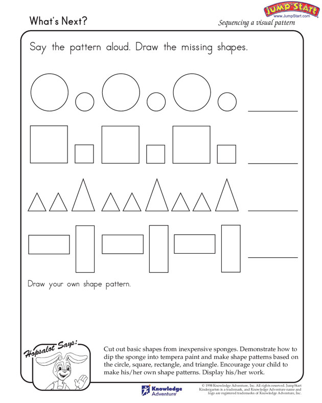 Free Printable Shapes Pattern Worksheet Crafts And Worksheets For Preschool Toddler And